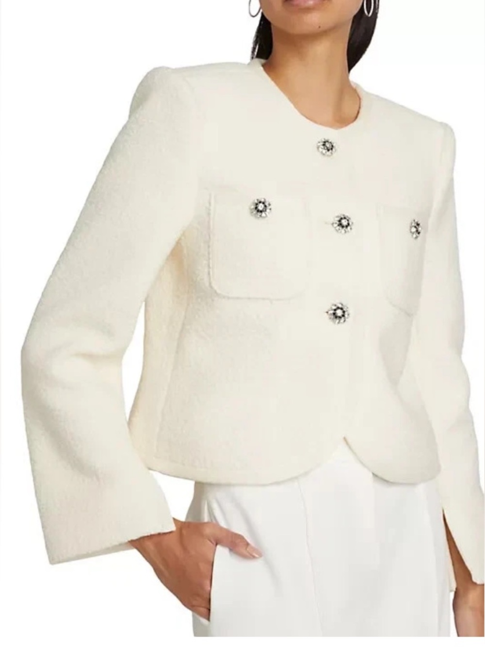Cinq à sept Junia Teddy Bouclé Jacket, Cream, Sz 12